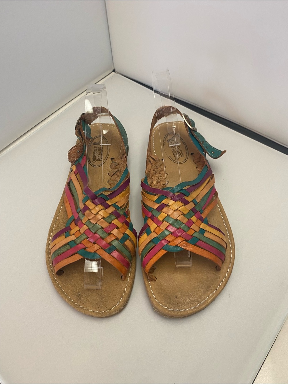 Multicolor Woven Leather Slingback Sandals - Women size 8-9.